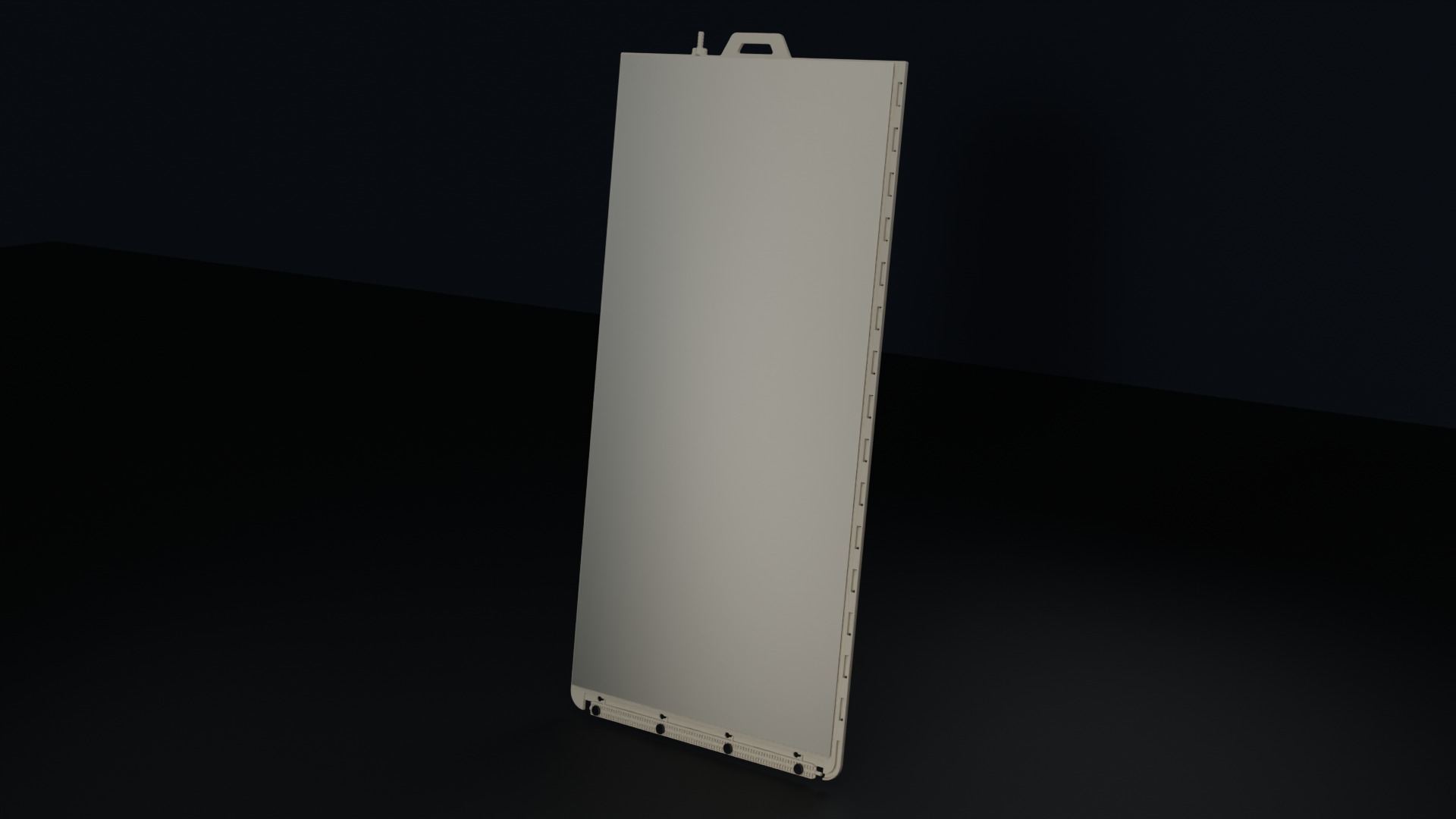 On-Board Scour plate with PES membrane on both faces. Handle at the top, manifold at the bottom.